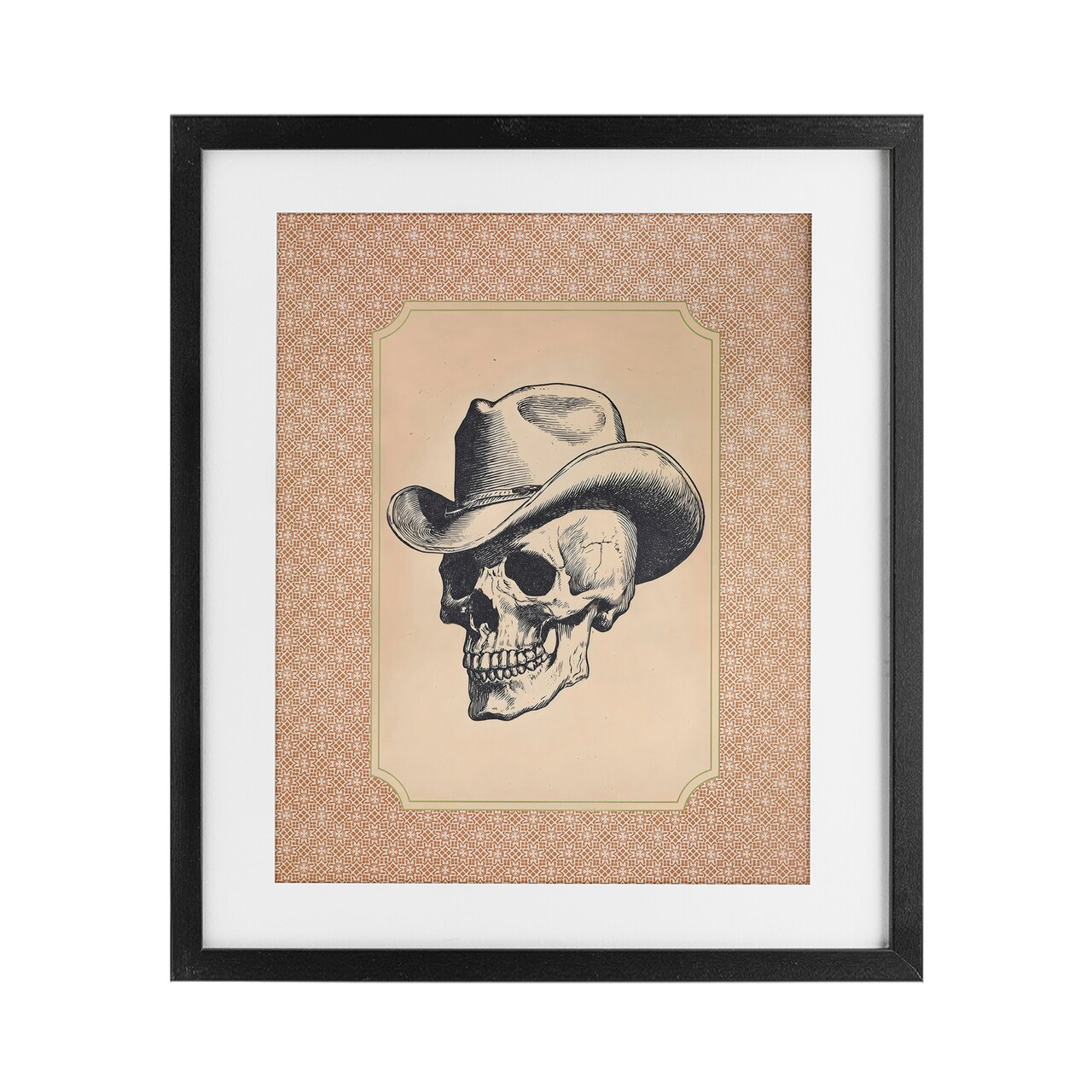 Stupell Industries Vintage Cowboy Skull Framed Print Under Glass, design by Arlington Prints